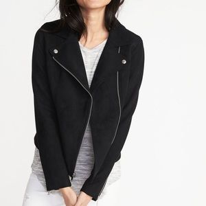 Sueded-Knit Moto Jacket